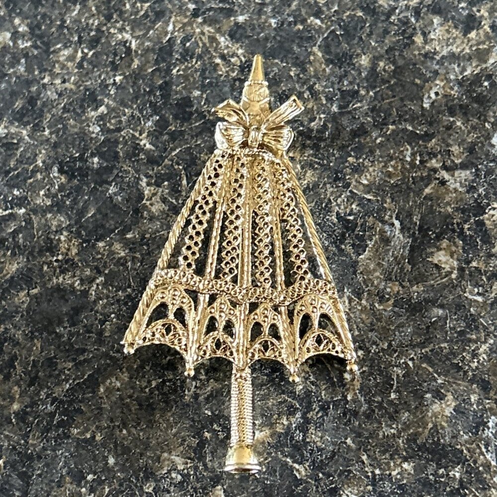 Vintage 1928 Victorian Parasol Brooch Pin Umbrella Coquette Romantic Edwardian